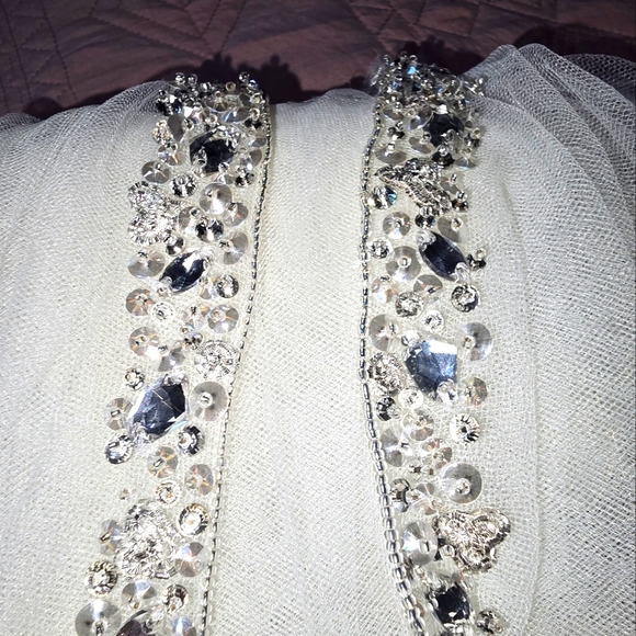 Bling Embellished Fingertip Bridal Veil - Picture 5 of 8